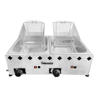 fritadeira/fritador 2 cuba à gas 5 litros c/ óleo c/cabo de proteção, industrial reforçada