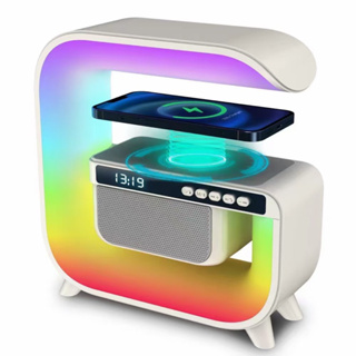 G3 Luz Inteligente De Palco Alto-Falante Bluetooth Com Carregamento Rápido Sem Fio De Sete Cores Ambiente De Cabeceira De Cama De Despertar USB