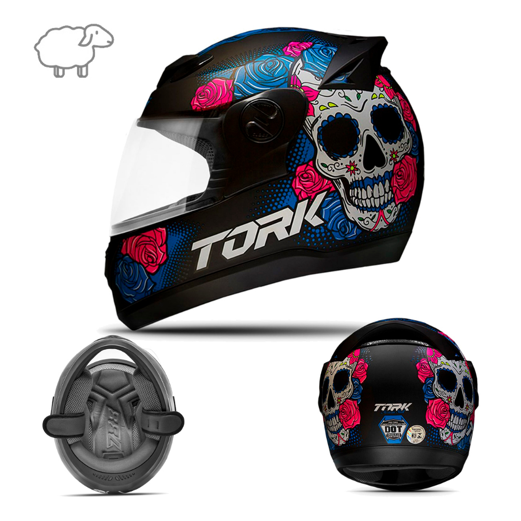 Capacete Caveira Mexicana Pro Tork Evolution G7 Viseira Cristal ou Fume ...