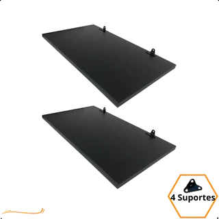 2 Prateleiras 50x30 Com Suporte Cantoneira 3 Furos Flutuante Mdf Preto Organização Para Cozinha Banheiro Quarto Dormitorio Sala Lavabo Area Gourmet Escritorio Casa Lavanderia Parede Decorativa Tabua 50cm Madeira Flutuante 50 Cm x 30 Cm Preta
