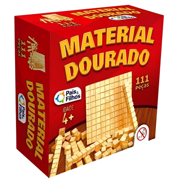 Caixa de Material Dourado Para Aprender Matemática 111 e 74 Peças ...