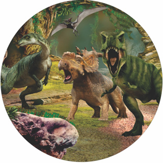 Painel De Festa Vertical + Trio De Capas Cilindro - Jurassic World Dinossauro  Rex Realista - Via Cores - Paineis de Festa