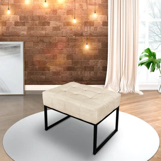 Puff Decorativo metal preto Banqueta luxo 60x44cm Suede Varias Cores todos ambientes