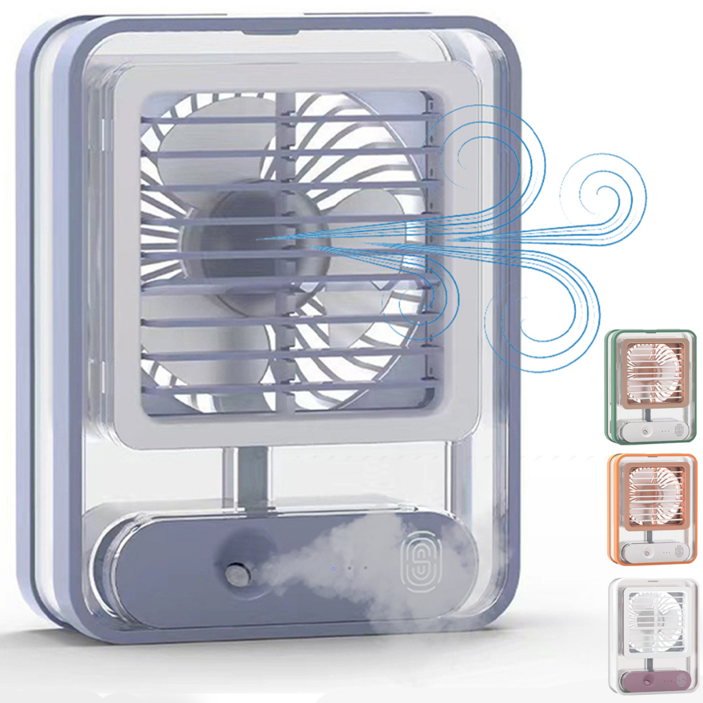 Mini Ventilador Portátil Com Umidificador E Iluminação Led