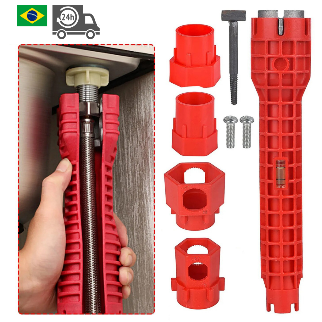 Chave Instalador Hidráulico Grifo 8x1 Multiuso Encanamento para apertar Cano Pia Torneira Banheiro Cozinha Filtro Ferramenta Ingles