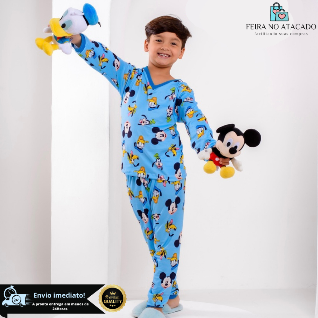 Conjunto de pijamas para desenhos animados infantil, Game