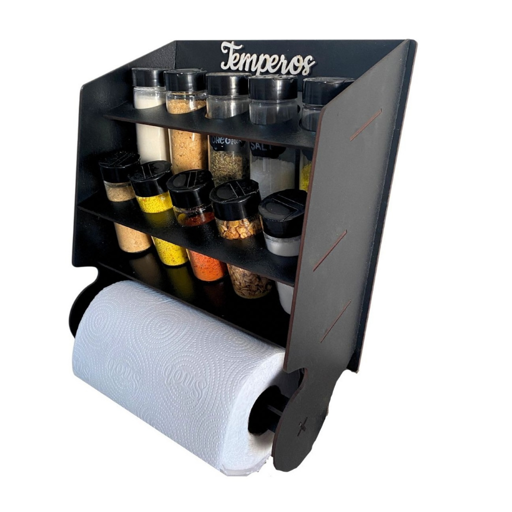 Porta Condimentos Temperos + 10 Potes Completo Premium Com Potes E Etiquetas