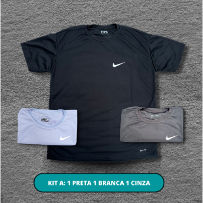 Imagem do produto Kit 3 Camiseta Camisa Dry Fit Refletivo Treino Academia Promoção KIT A» 1 PRETA 1 BRANCA 1 CINZ