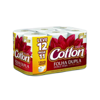 Papel Higiênico Deluxe Cotton - Neutro Folha Dupla - Fardo C/ 12 unid.