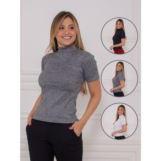 Kit 3 Blusa feminina casual canela cores neutras