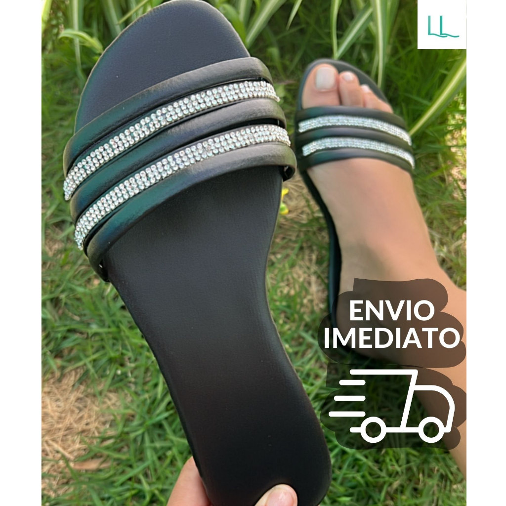Sandália Feminina Casual Rasteira verão Rasteirinha Ultra Confortável com Strass Colorida