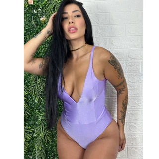 Body Feminino Acetinado Blogueira Moda sem Bojo Tendencia Cirre Cavado Alcinha Decote Realça Brilhoso Bori