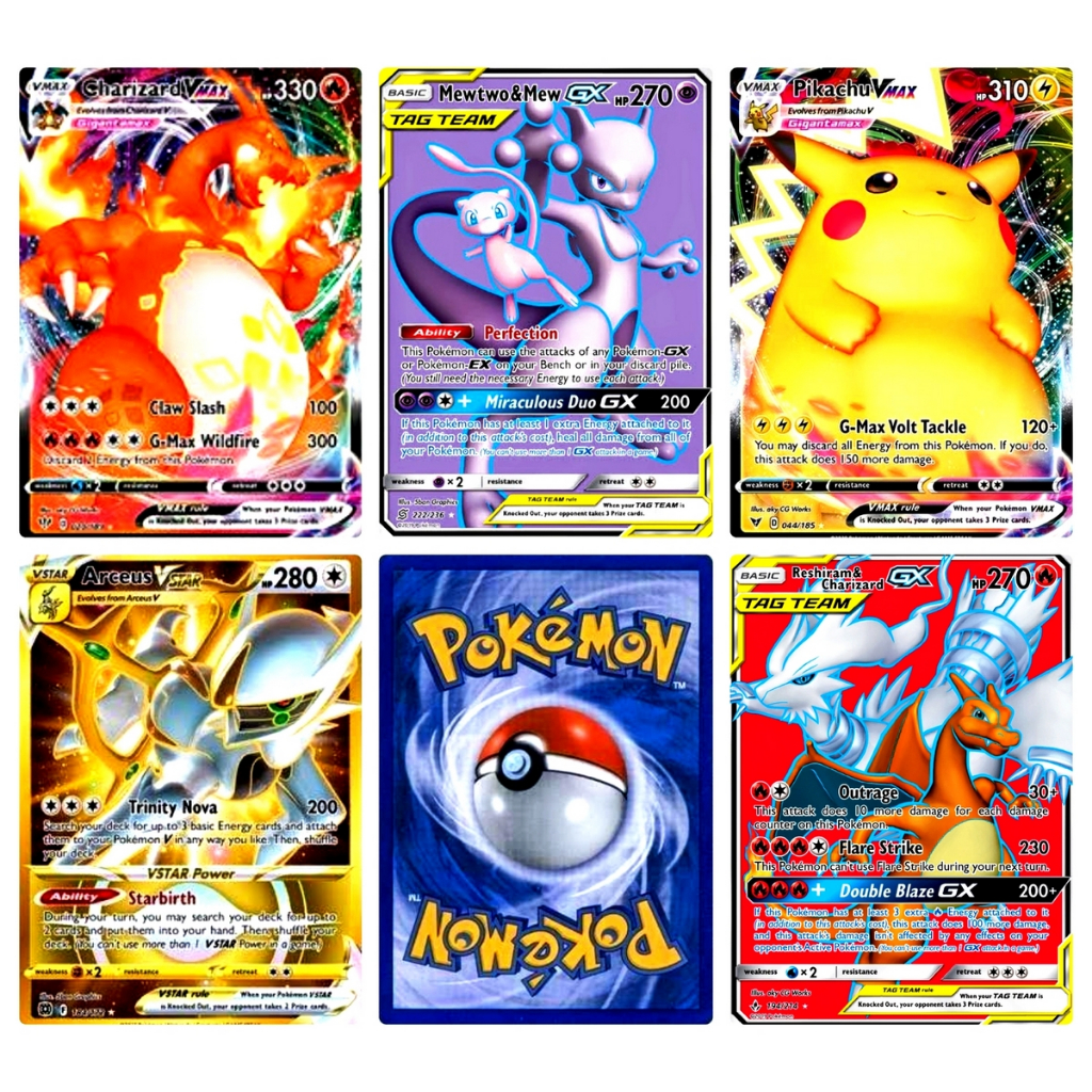 Kit Lote 10 Cartas Pokemon Brilhantes Vmax Aliados Tag Team V GX Vstar V Astro Cartas Pokemon brilhantes cromadas unidade Kit Pokemon 5 a 10 cartas sem repetidas Charizard Pikachu Arceus Mewtwo