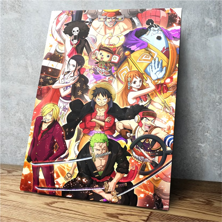 Quadro Luffy Gear 5 One Piece Anime com Moldura e Vidro A4