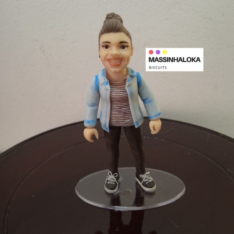 Caricatura decoração / topo de bolo 10cm Massinhaloka Biscuits