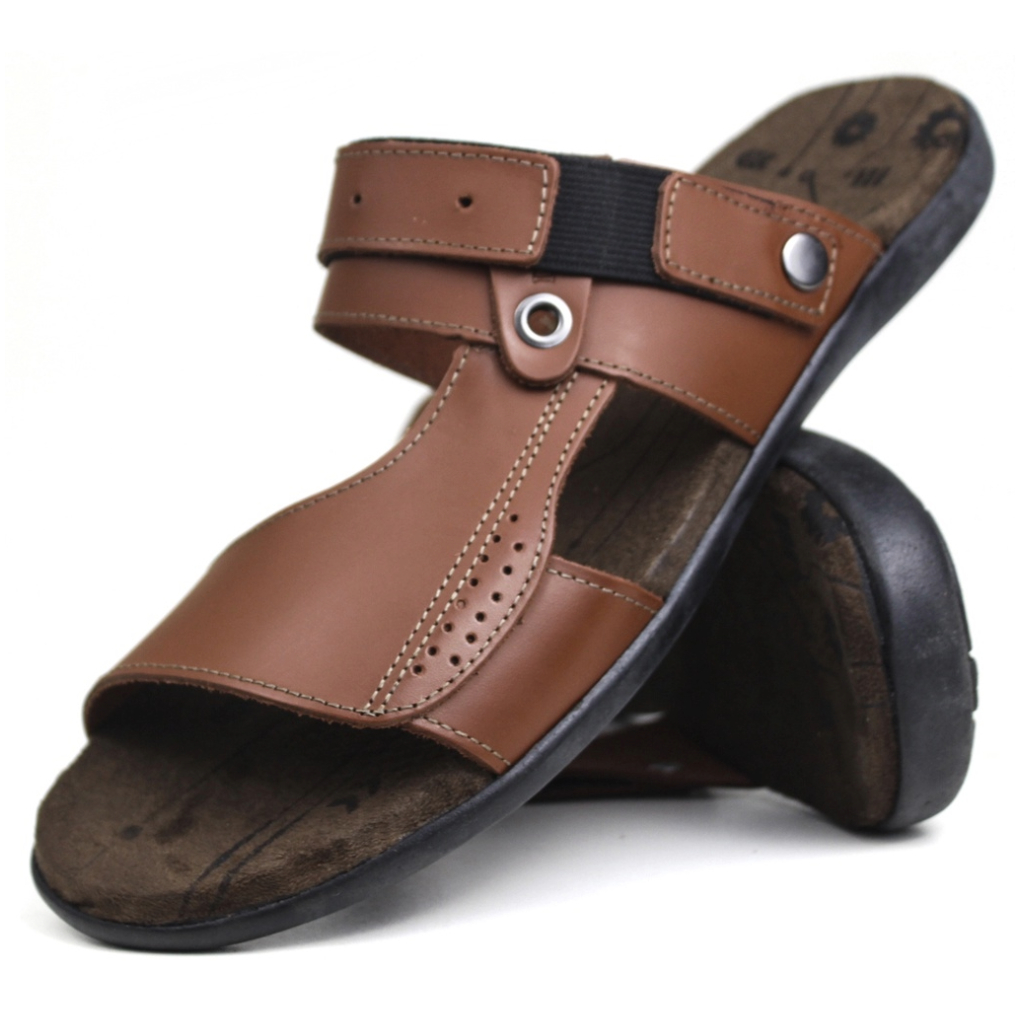 Chinelo Masculino Couro Sandália Masculina Confortável Solado Borracha ...
