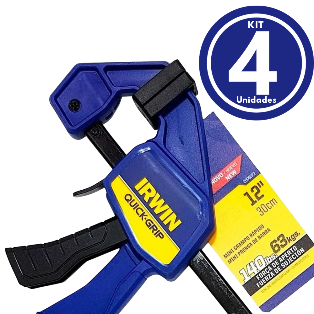 Kit Com 4 Und de Grampo De Aperto Rápido Irwin 30cm 63kg