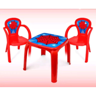Kit Mesinha Infantil com 2 Cadeiras Menino Homem Aranha / Baby Shark /Beauty / Azul Menino / Rosa Menina Envio Imediato