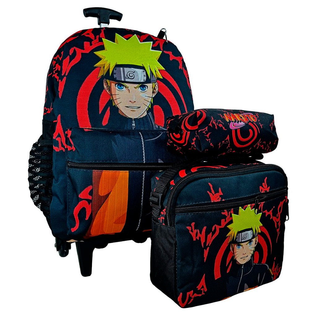 Kit mochila e estojo grande padrão escolar Naruto uzumaki hokage versão  anime desenho geek nerd