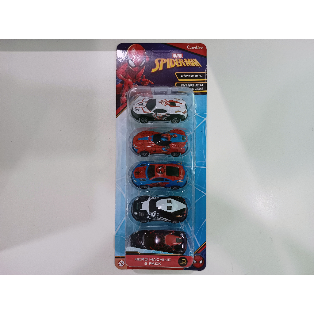 Carrinhos Spider-Man Hero Machine 5 Pack Marca Candide