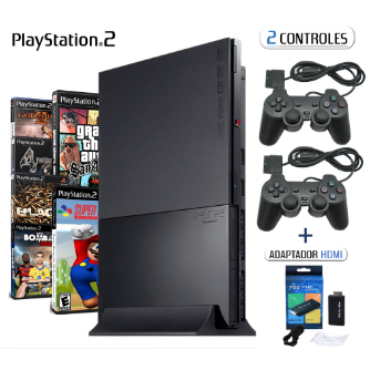 Super Kit Playstation 2 - 2 Controles + Memory card e 20 jogos