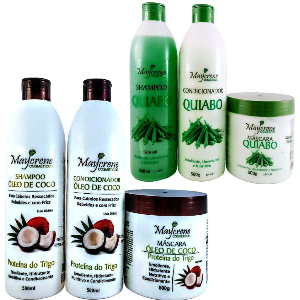 Kit Baba De Quiabo + Kit Oleo De Coco Maycrene (Shamp+Cond+Masc ...