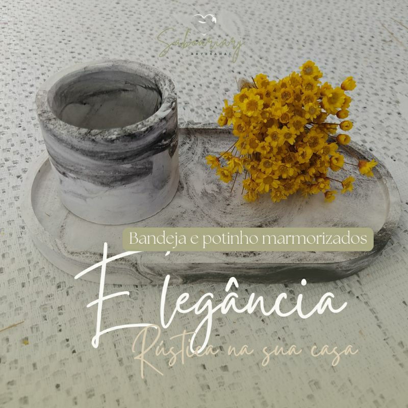 kit Bandeja Oval e Potinho/ Kit Lavabo/ Potinho para velas e suculentas/Decoração