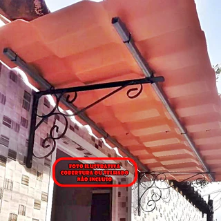 Par de Suporte de Ferro para fazer Cobertura Lateral Rústico P/ Jardim Vertical, Corredor, Porta externa, Toldo, etc. Estilo Mão Francesa Colonial