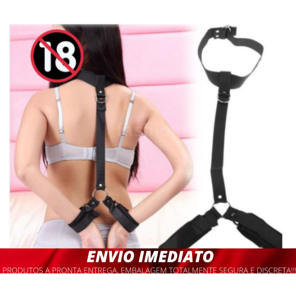 Kit Sex shop algemas para prender mãos e pescoço submissão Prisioneira Produtos Adultos Fetiche Promo