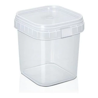 POTE PARA BOLO QUADRADO 220ML COM TAMPA , ( LACRE FACILITADOR DE ABERTURA DA TAMPA) PLASTILANIA
