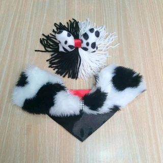 Conjunto Cruella de Vil Peruquinha e Gola tam.M com elástico Regulável petshop banho e tosa cão gato.