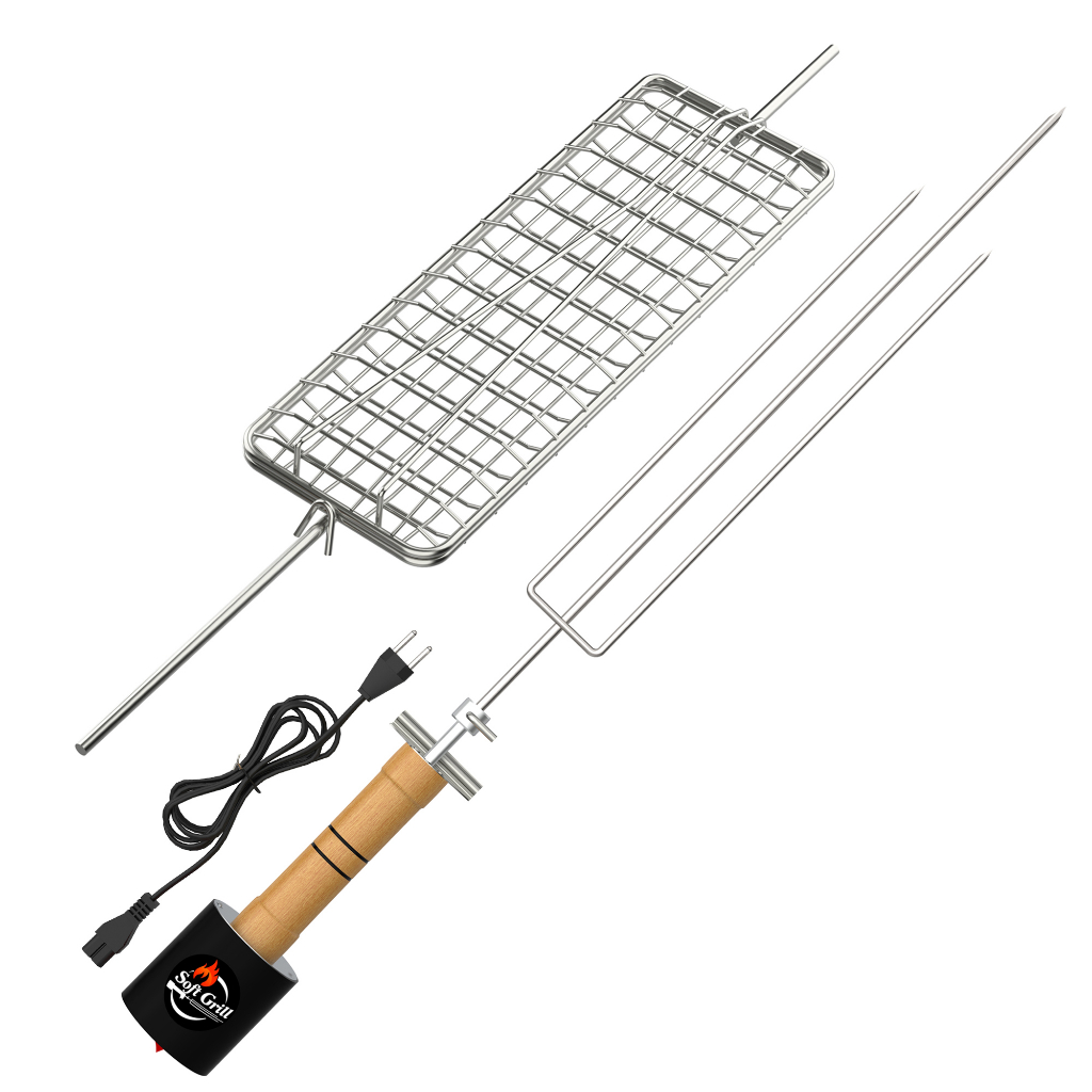 Espeto Giratório Churrasco Flex Tridente Grelha Soft Grill Premium