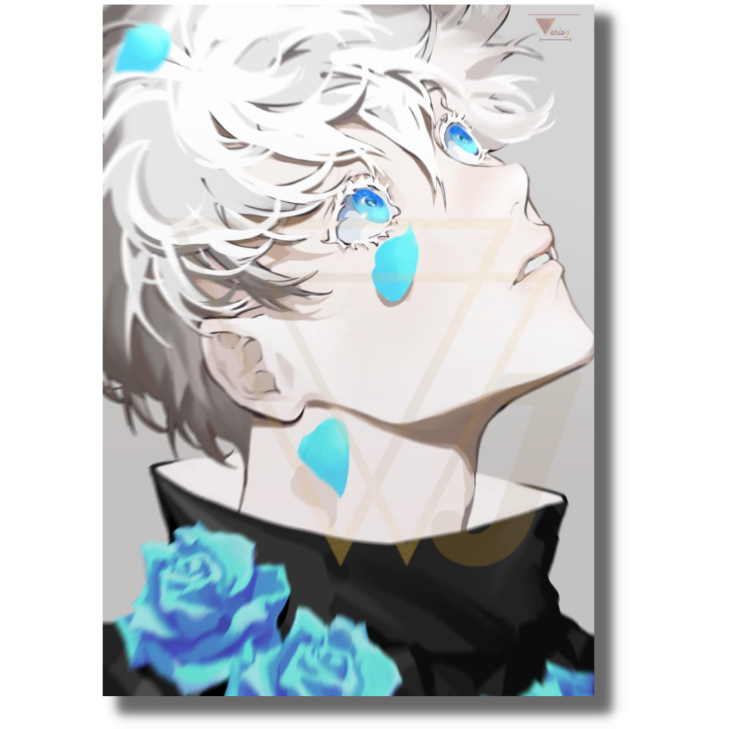 Placa Decorativa Quadro A4 Jujutsu Kaisen Seis Olhos Satoru Gojo