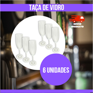 Jogo 6 Taças De Vidro Copo Para Vinho Champagne Espumante 220ml