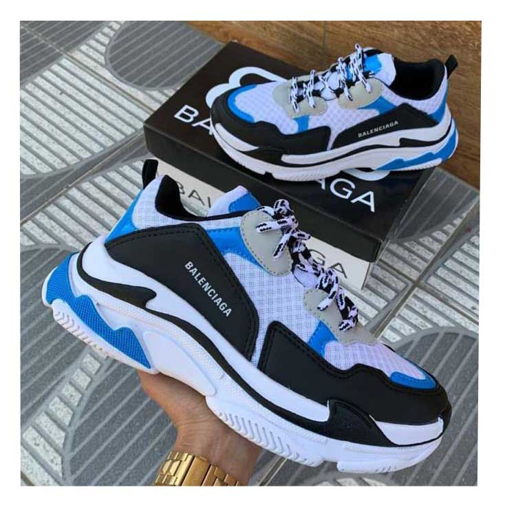 tenis balenciaga triple s pronta entrega fotos reais do produto solado macio branco azul chegou