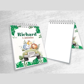 6 Bloquinhos Personalizados Safari baby - Mini Lápis - LEIA DESCRIÇÃO