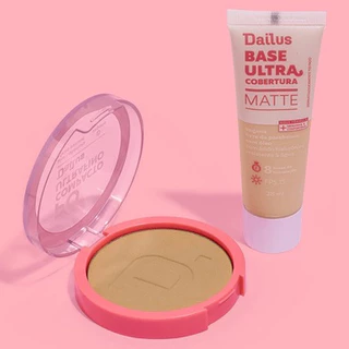 Kit Pele Dailus Base Líquida + Pó Compacto 12 Cores para Você Escolher