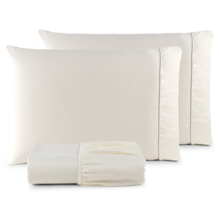 Jogo De Lençol 400 Fios Ponto Palito Cama Queen 03 Peças Saldão