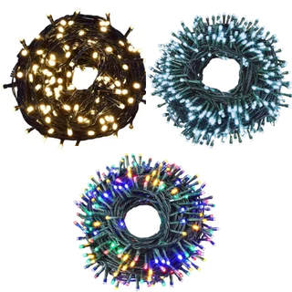 Cordão Pisca Iluminação Enfeite Natal C/ 100 Leds 10m 8 Funções 127v/220v Fio Verde
