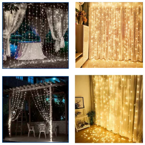 Pisca 240 led Cortina Função Cachoeira 110v/220v 3x2 Metro Fio Transparente