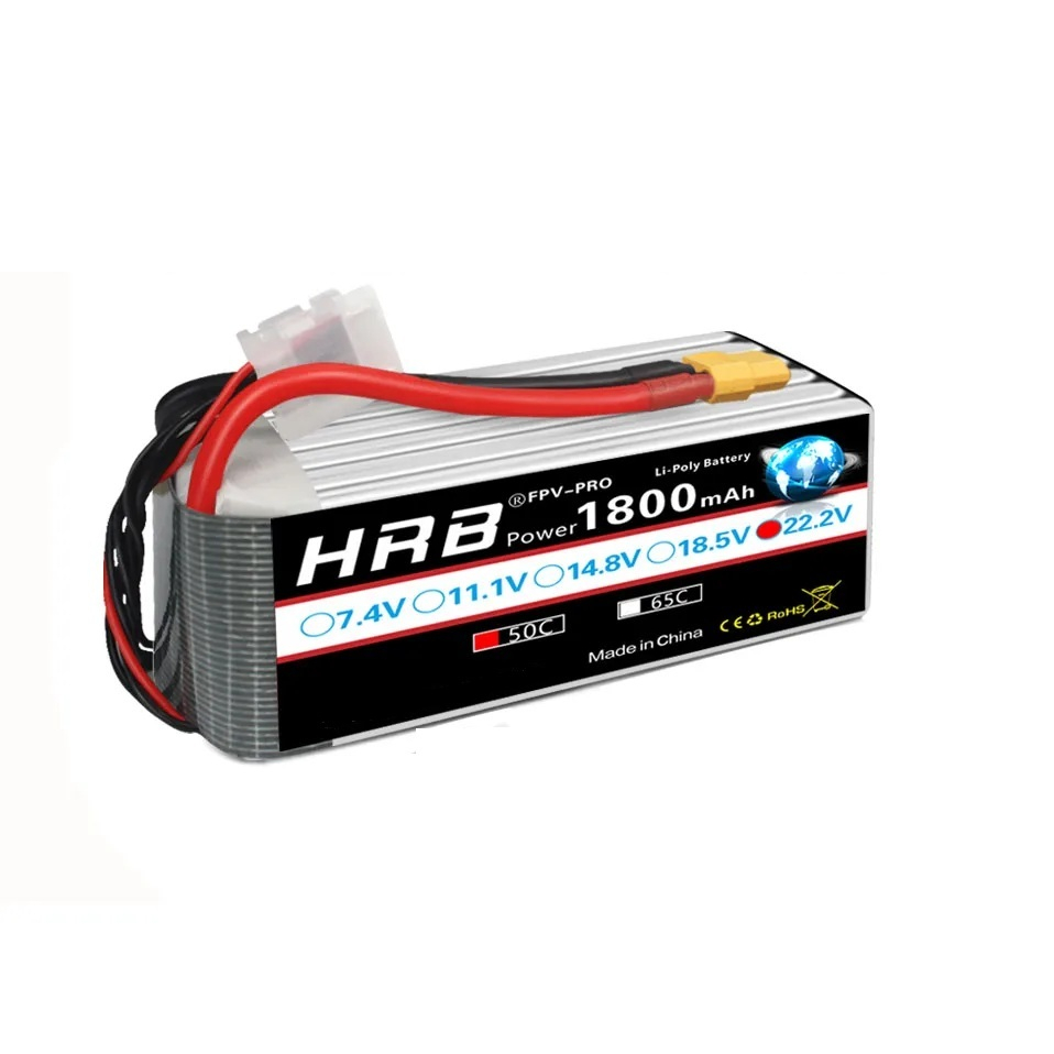 Bateria lipo 6s 22.2v 1800mah Hrb 50c / 100c plug Xt60 Carga 5c Novo Pronta entrega no Brasil