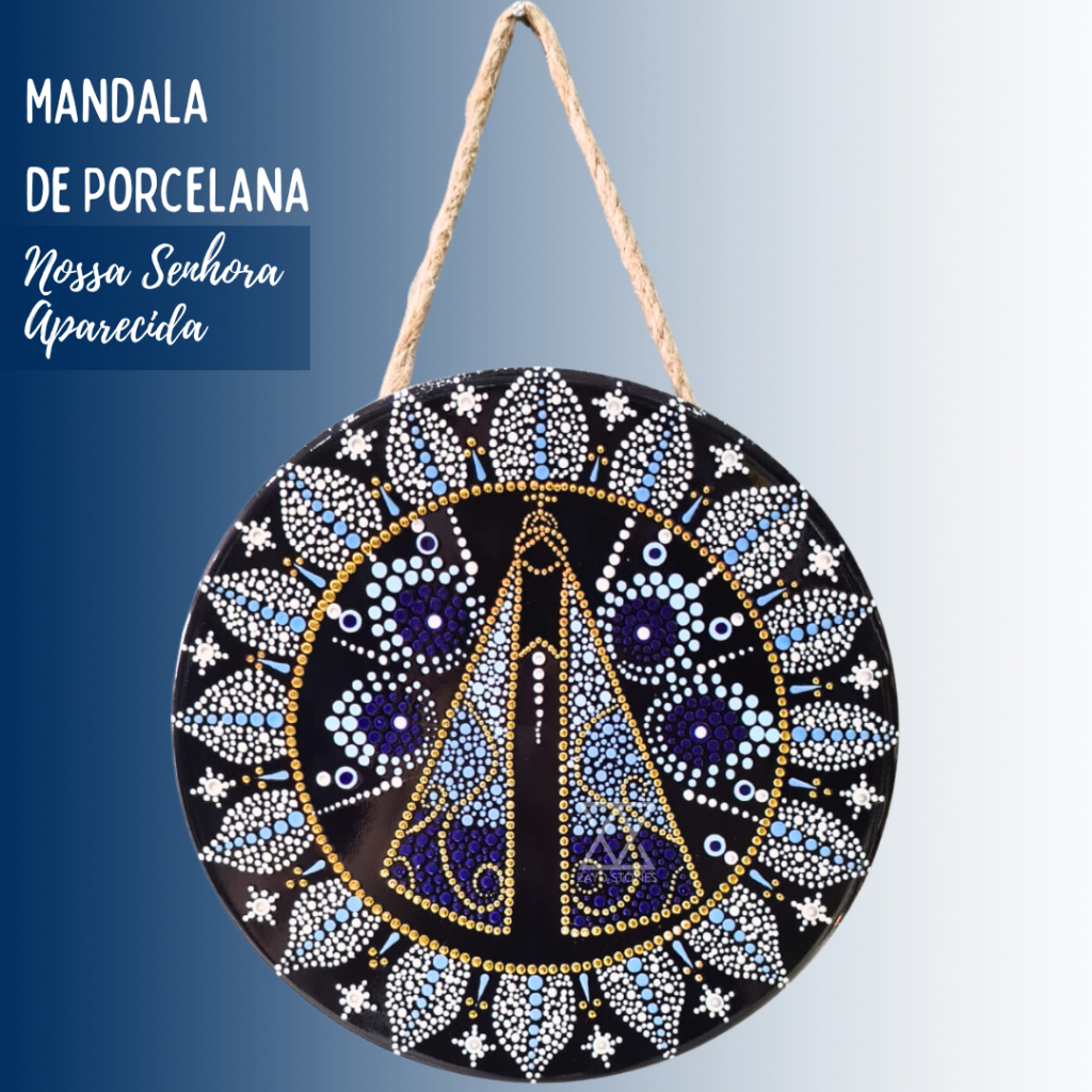 Mandala de Nossa Senhora Aparecida Porcelana Cerâmica Enfeite Parede MOD01