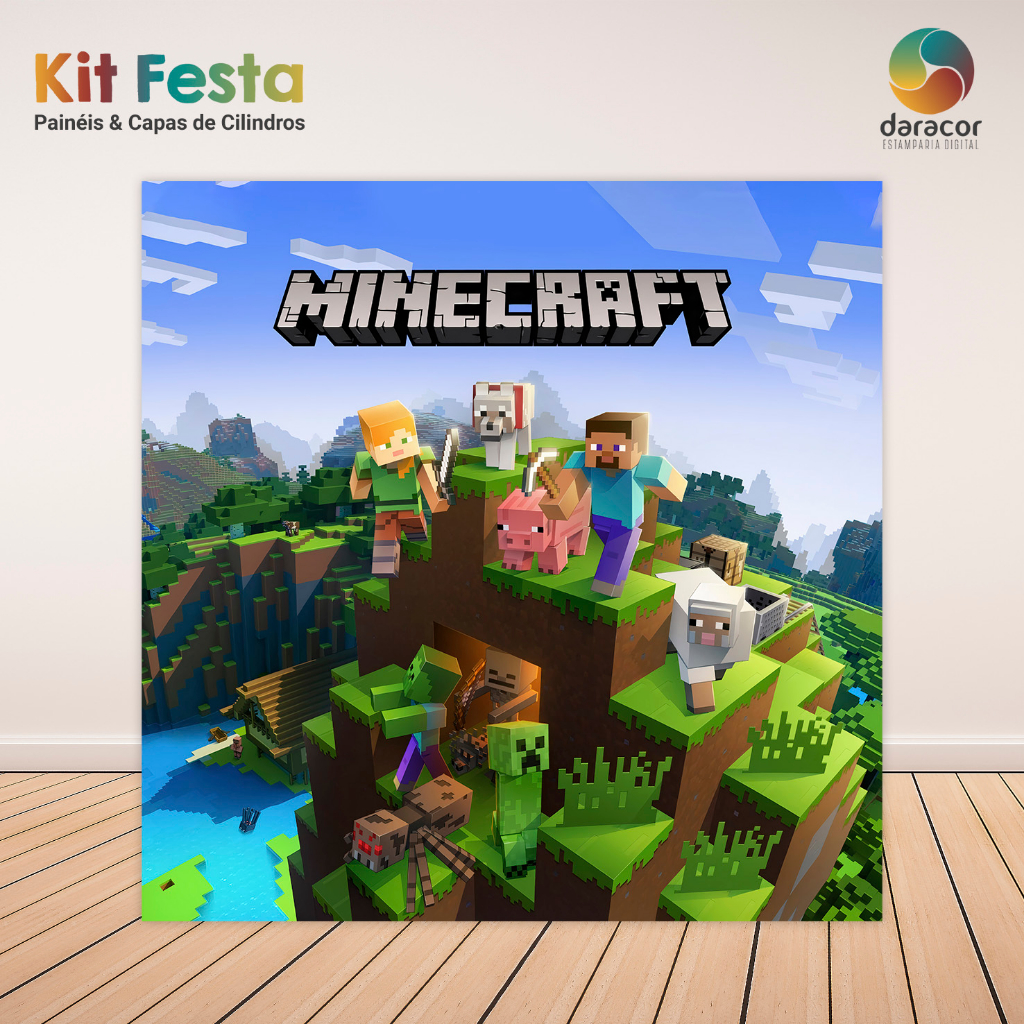 Painel de Festa Cenário Minecraft