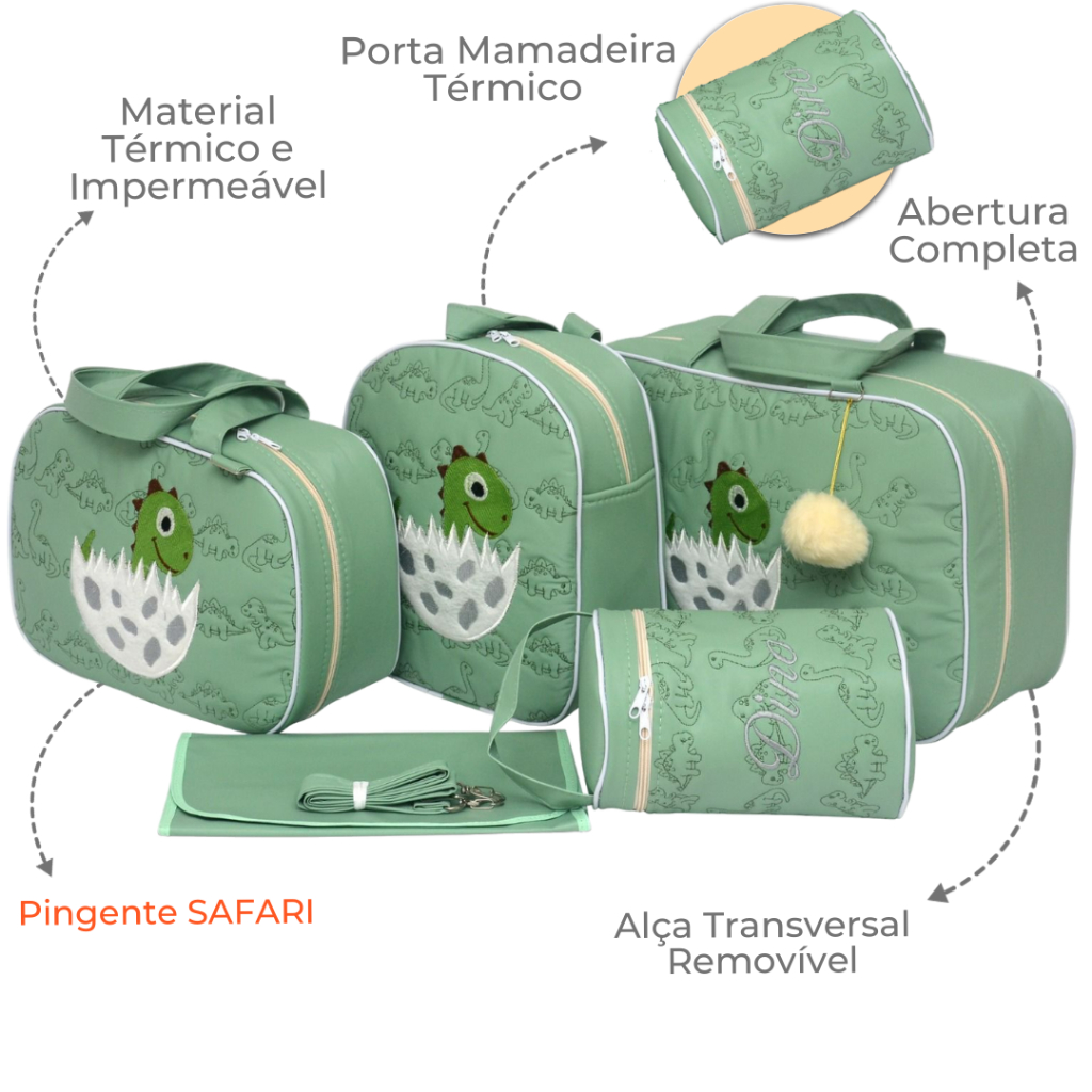 Kit Mala de Bebê para Maternidade Modelo Dinossauro Baby 5 Peças ...