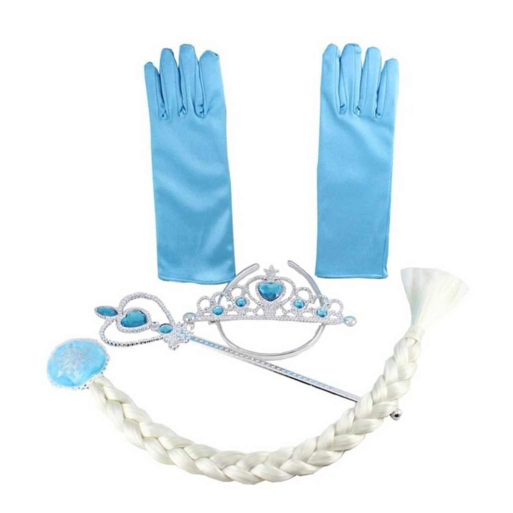 Kit Frozen Elsa Com Varinha, Coroa, Luva e Trança Fantasia Fadinha ...