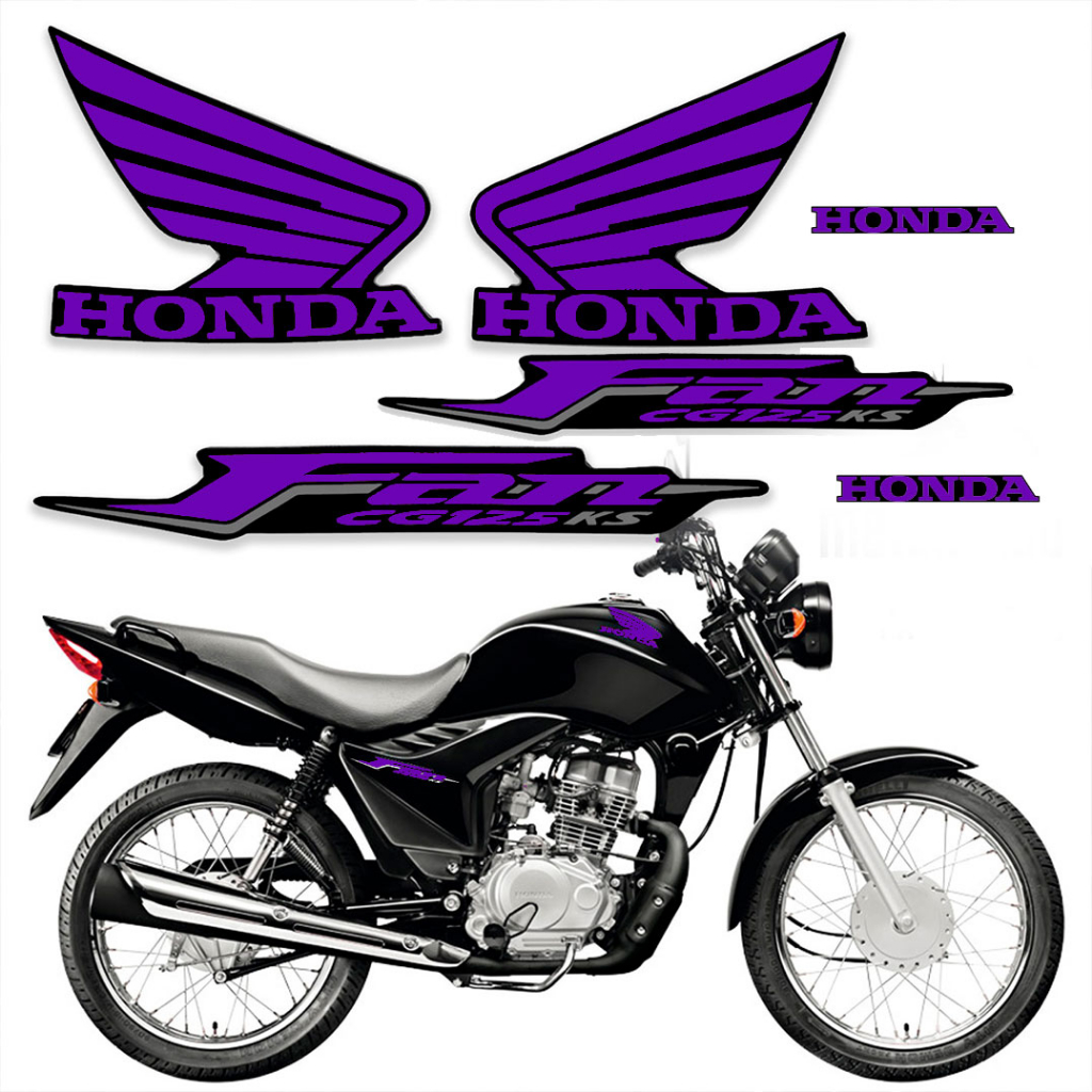 kit adesivos Moto Honda Fan 125 2011 roxo / moto preta