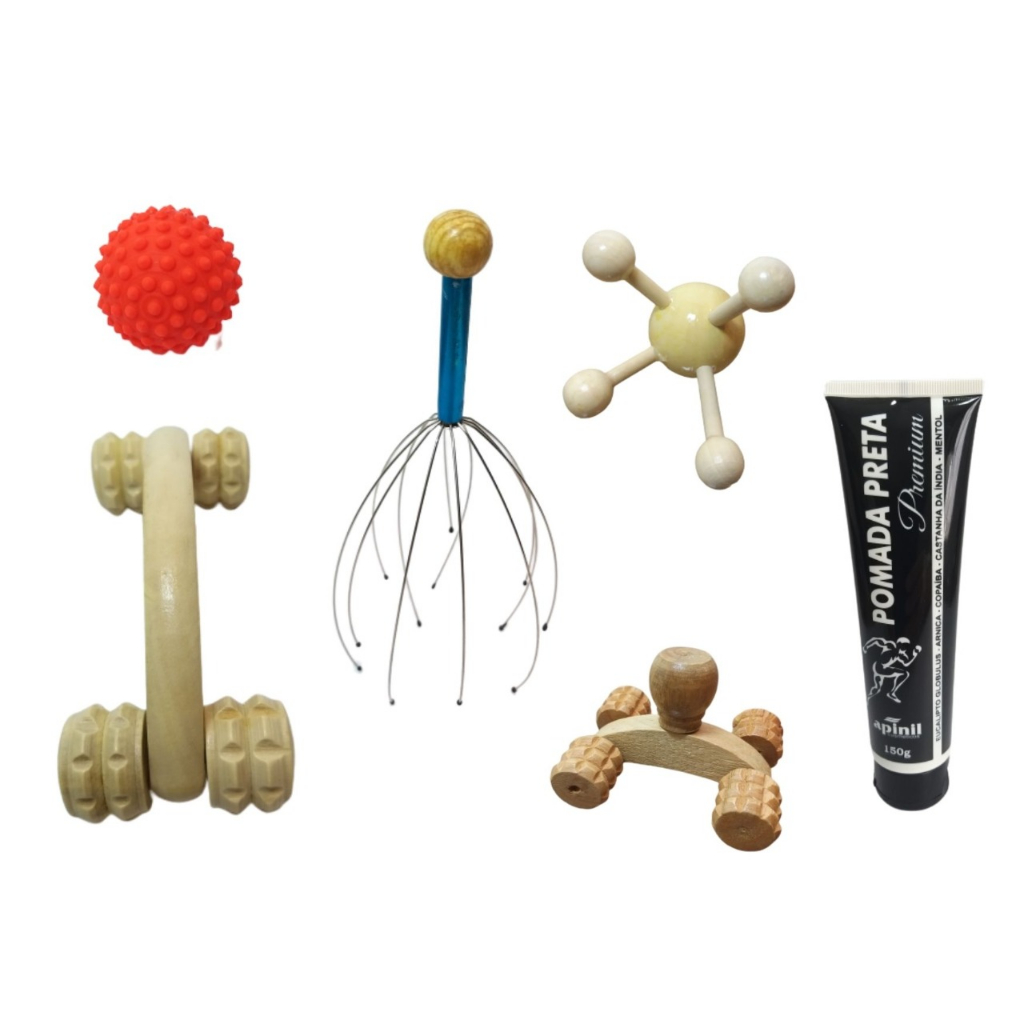 Kit Para Massagem Corporal 5 Peças+ Pomada Massageadora | Shopee Brasil