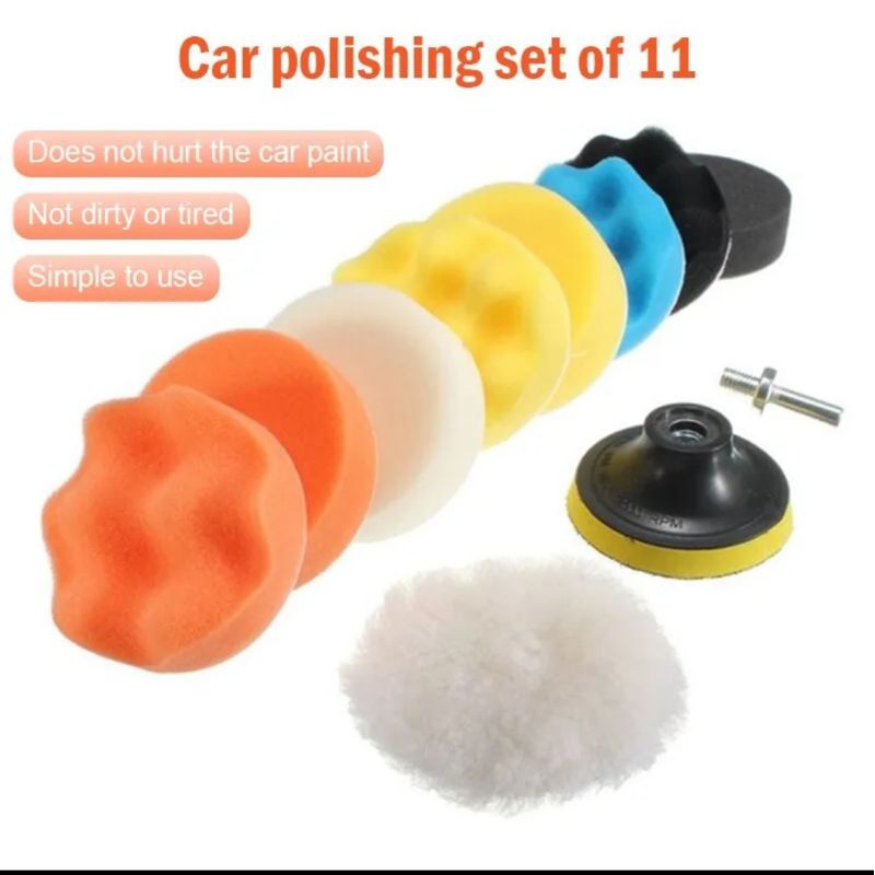 Kit Polimento 11Pçs Adaptador Furadeira, almofada de polimento automotivo, boina para polimento