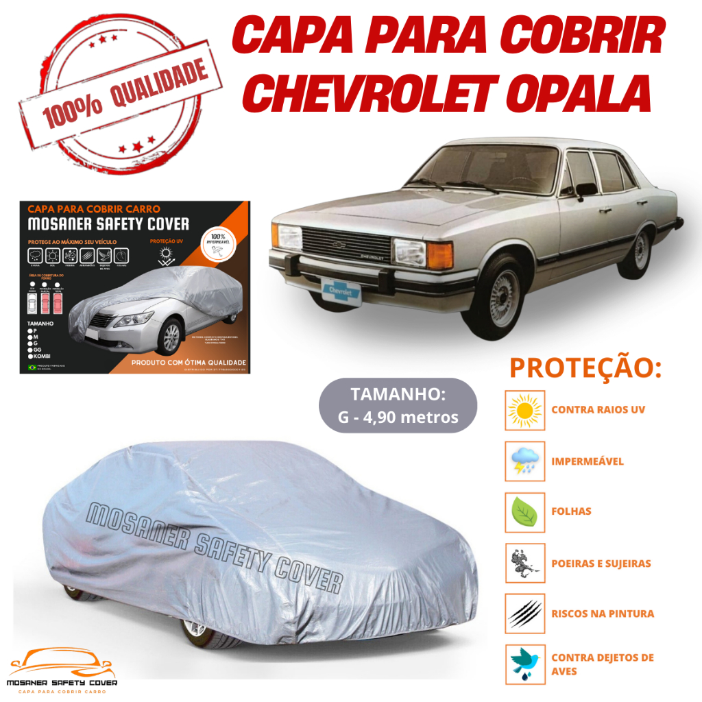 Capa de Cobrir Carro Chevrolet Opala com Ótima Qualidade Resistente Proteção contra Raios UV, Chuva, Poeira, Riscos, Arranhões