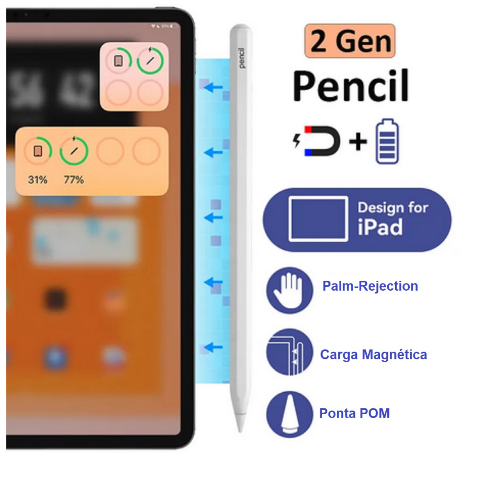 Caneta Touch Pencil Para iPad 6 7 8 9 10 iPad Air Ipad Pro Com
